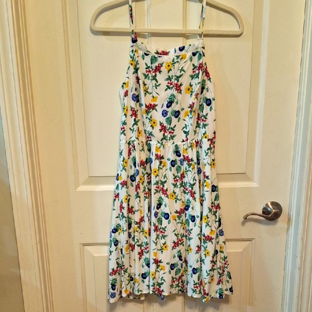 Floral Dress Size Small- White with Multicolor Flowers